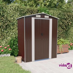vidaXL Capanno da Giardino Marrone Scuro 192x108x223cm Acciaio Zincato