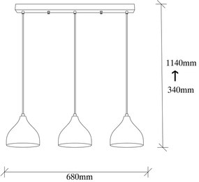 Lampadario su filo TATTOO 3xE27/40W/230V