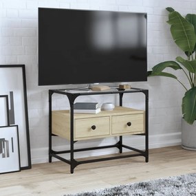 Mobile Tv Piano Vetro Rovere Sonoma 60x35x51 Legno Multistrato /