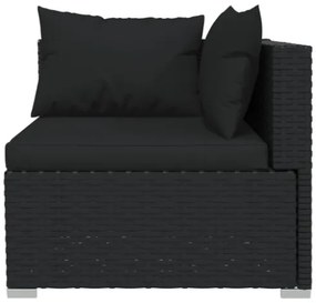 Set Divani da Giardino 12 pz con Cuscini in Polyrattan Nero