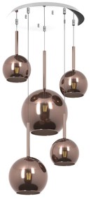 Lampadario Contemporaneo Future Metallo Cromo Vetro Mix Rame 5 Luci E27