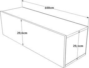 Mobile TV Sospeso 100x32x30 Bianco E Rovere Effetto Legno Con Vano Frame