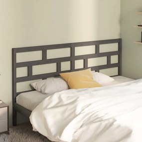 Testiera Per Letto Grigia 186x4x100cm İn Legno Massello Di Pino /