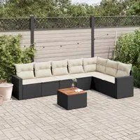 Set Divani da Giardino con Cuscini 8 pz Nero in Polyrattan 3224152