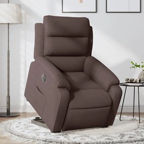 Poltrona Alzapersona Reclinante Elettrica Marrone Scuro Tessuto /