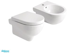 Azzurra Ceramica "Mini Nuvola" Coppia Di Sanitari Sospesi Bianco Lucido Con Brida