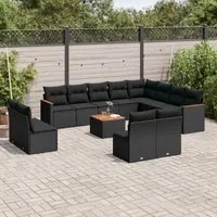 Set Divani da Giardino 13pz con Cuscini Nero in Polyrattan 3258877