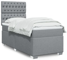 Giroletto A Molle Con Materasso Grigio Chiaro 90x190 Cm Tessuto /