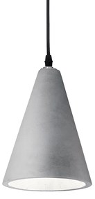 Sospensione Industrial-Minimal Oil-2 Metallo Cemento Grigio 1 Luce E27