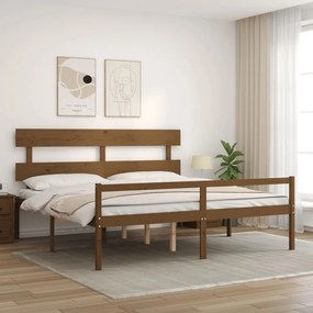 Letto per Anziani con Testiera Miele 200x200 cm Legno Massello