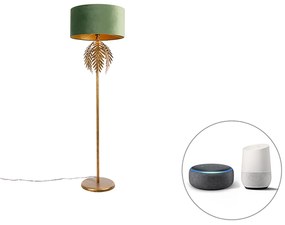 Lampada da terra intelligente oro con paralume verde incluso Wifi A60 - Botanica