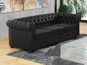 Divano CHESTERFIELD 3 posti in similpelle Nero