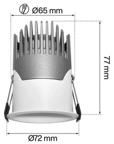 Faro LED da Incasso 10W Foro Ø65mm IP65 CCT UGR19 con driver Philips Colore Bianco Variabile CCT