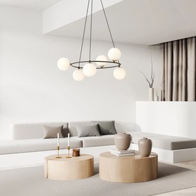 Lampadario a Sospensione AZURA 6 in Acciaio e Vetro 6xE14