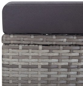 Set Divani da Giardino 3 pz con Cuscini in Polyrattan Grigio