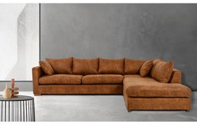 Divano angolare in similpelle marrone cognac (angolo destro) Hamburg - Scandic