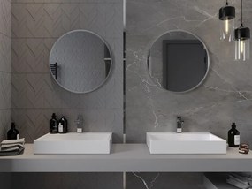 Mexen Loft specchio da bagno rotondo 60 cm, cornice inox - 9850-060-060-000-10