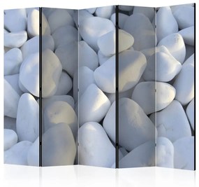 Paravento White Pebbles II - un campo di pietre bianche chiare con motivo zen
