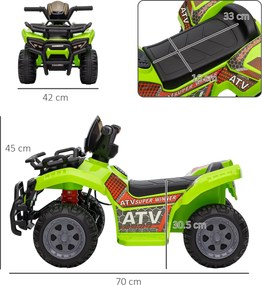 Mini Quad Elettrico per Bambini 6V Verde...