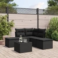 Set Divano da Giardino 6 pz con Cuscini Nero in Polyrattan 3217725