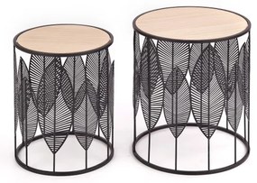 SET 2x Tavolino FOLLA diametro 33/40 cm nero