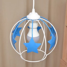 Lampadario a sospensione per bambini STARS 1xE27/15W/230V blu/bianco