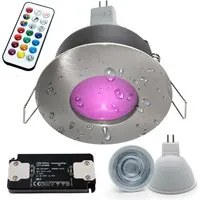 Faretto incasso LED 6W 12V cromoterapia IP65 box doccia lampada GU5.3 RGBW RGB 6000K telecomando IR SILVER SPAZZOLATO