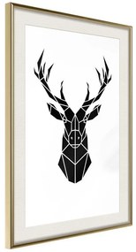 Poster  Geometric Stag  Cornice Quadri Cornice d'oro con passe-partout, Larghezza x Altezza Home decor 20x30