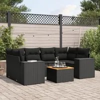 Set Divani da Giardino con Cuscini 7pz Nero Polyrattan 3225341