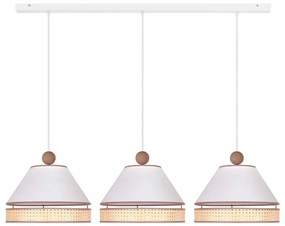 Duolla - Lampadario a sospensione con filo AVIGNON 3xE27/15W/230V bianco/rattan