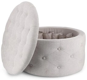 Pouf contenitore porta scarpe ERNESTINE in tessuto grigio chiaro