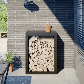 Rastrelliera Per Legna Da Ardere Nera 60x40x80 Cm İn Acciaio /