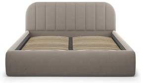 Letto matrimoniale imbottito marrone chiaro con contenitore con rete inclusa 200x200 cm Juno – Windsor &amp; Co Sofas