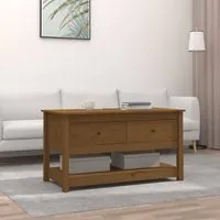 Tavolino da Salotto Miele 102x49x55cm in Legno Massello di Pino 820924