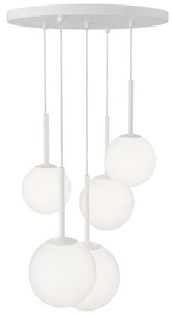 Maytoni Lampada a sospensione moderna in metallo con 5 pendenti in vetro rotondi Basic Form - 40W BIANCO