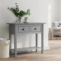 Tavolo Consolle BODO 90x34,5x73 cm Legno Massello Pino Grigio 355073