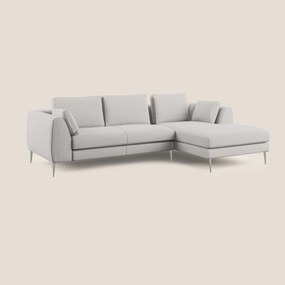 Plano divano moderno angolare con penisola in microfibra smacchiabile T11 grigio chiaro