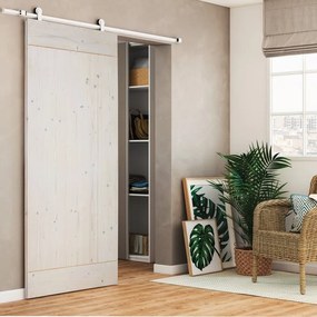 Porta scorrevole Smooth in legno bianco, L 96 x H 215 cm, con binario Loft bianco Reversibile