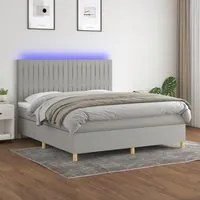 Letto a Molle Materasso e LED Grigio Chiaro 180x200 cm Tessuto cod mxl 61653