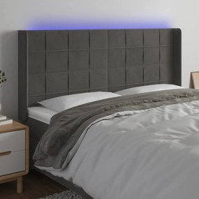 Testiera A Led Grigio Scuro 163x16x118/128cm İn Velluto /