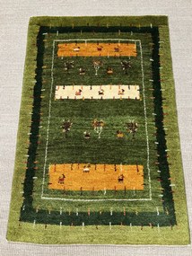 Gabbeh Tappeto 90 x 130 Verde (Iran) Annodato A Mano