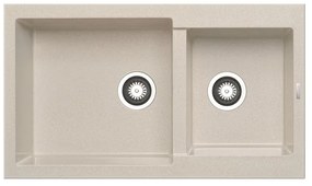 Lavello integrato 2 vasche DELINIA Alazia granito L 50 x L 86 cm beige