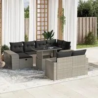 Set Divani da Giardino 11 pz con Cuscini in Polyrattan Grigio 3276508