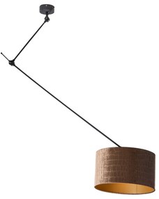 Lampada a Sospensione Nera con Paralume in Velluto Effetto Coccodrillo 35cm - Blitz