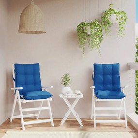 Cuscini Sedia Con Schienale Basso 2 Pz Blu Reale Tessuto Oxford /