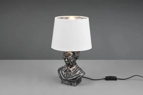 Lampada albert metallo argento anticapto con paralume bianco r50311088