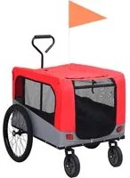 Rimorchio Bici Animali Carrello Jogging Rosso e Grigio 92440