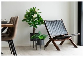 Poltrona in pelle nera con intreccio Perugia - House Nordic