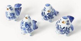 Set di 4 oggetti decorativi dipinti a mano Blue Bird