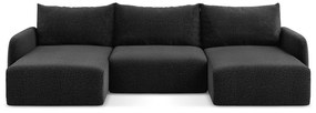 Divano angolare nero allungabile/con contenitore Kalena – Makamii